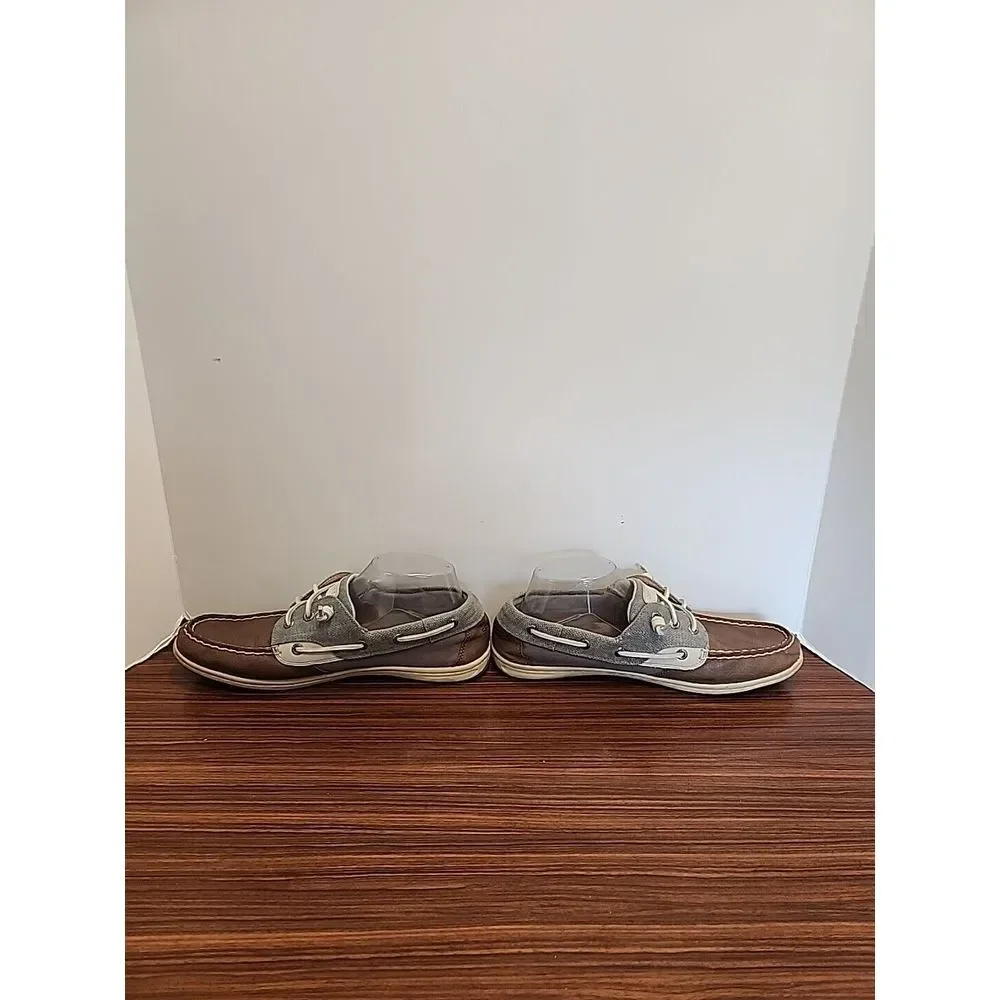 Sperry STS97722  Boat Dock Side Slip On Shoe Grey Brown Cream‎ Mens 9 Woman's 11